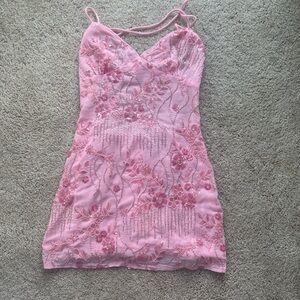 Peppermayo Pink Sequin Floral Dress